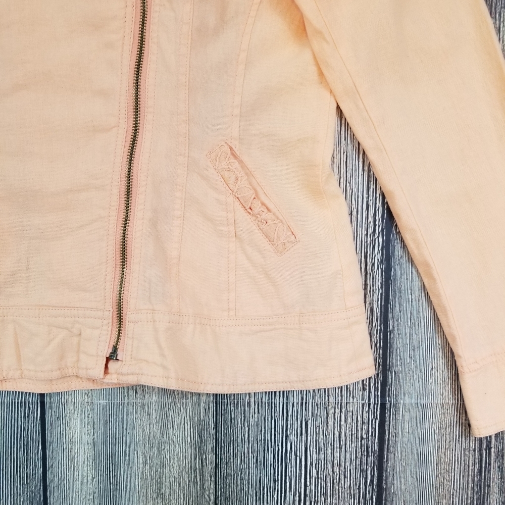 Maurices NWT Peach Linen Blend Asymmetrical Zip J… - image 2